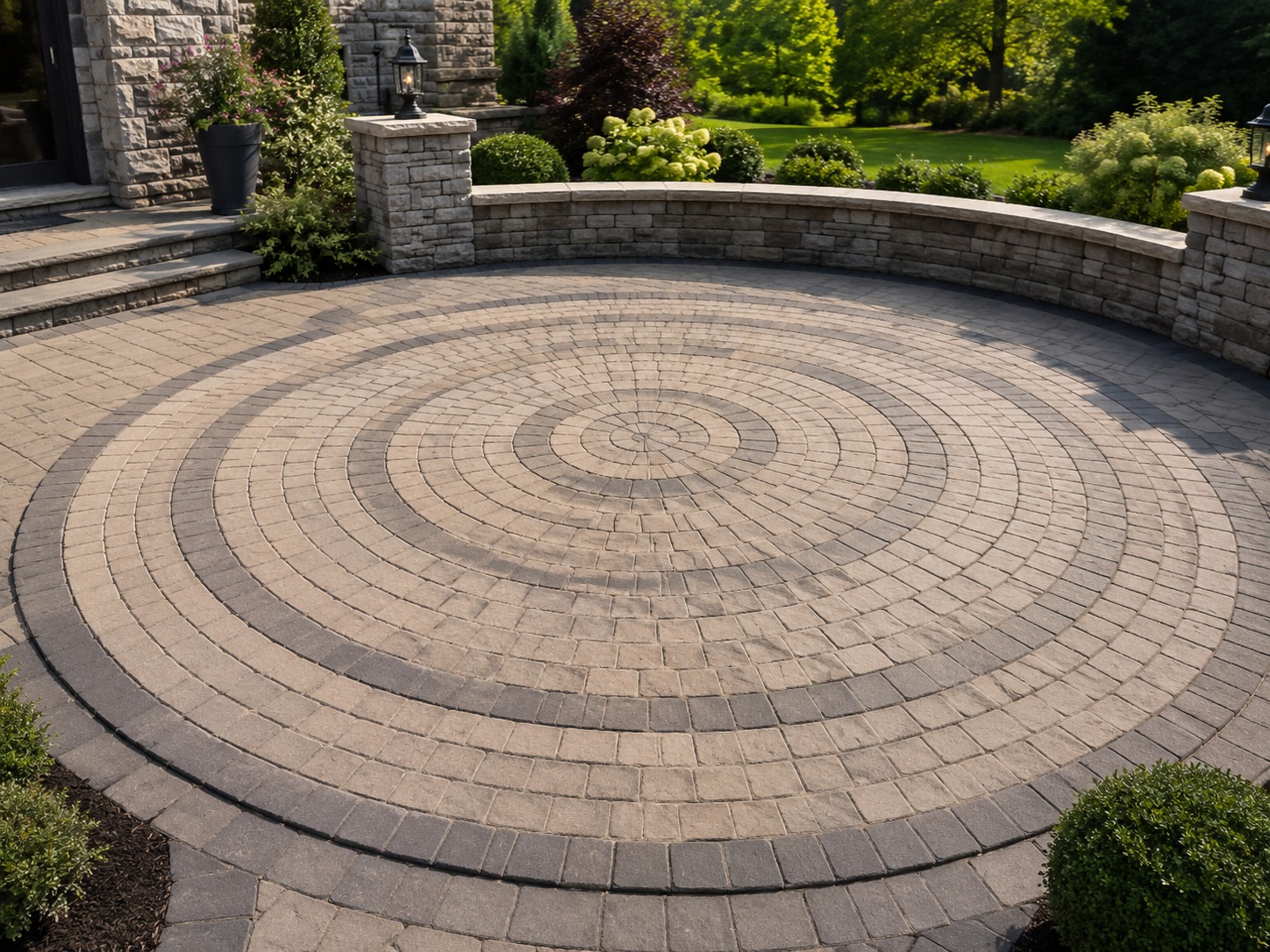 Circular paver design Auckland driveway
